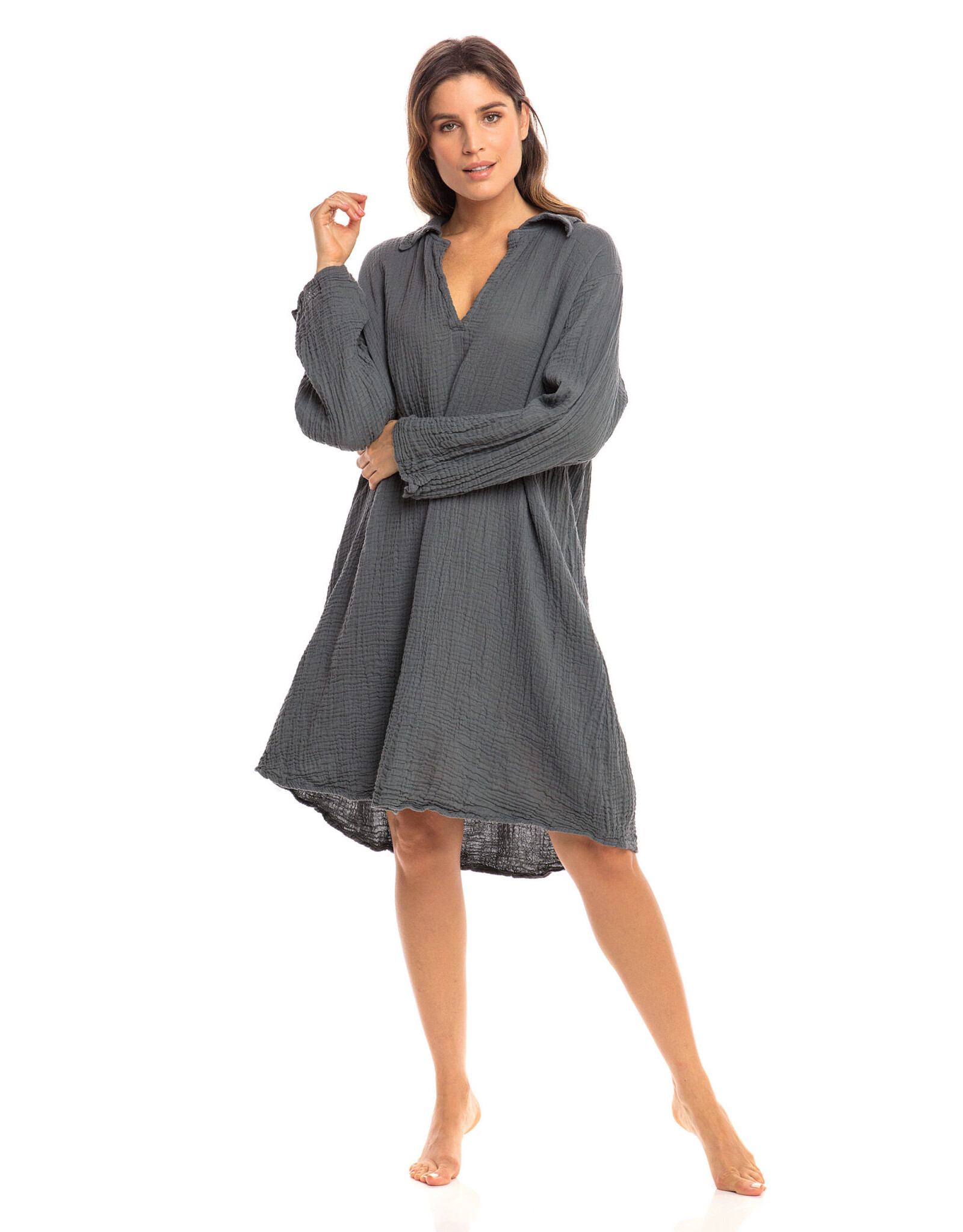 Trade roots Thai Cotton Long Sleeve Shirt Dress, Thailand