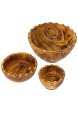 Trade roots Nested Round Scalloped Jacaranda Wood Bowl, Set of three, Kenya