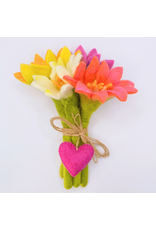 Trade roots Felt Flower Bouquet, Set of 5, Nepal
