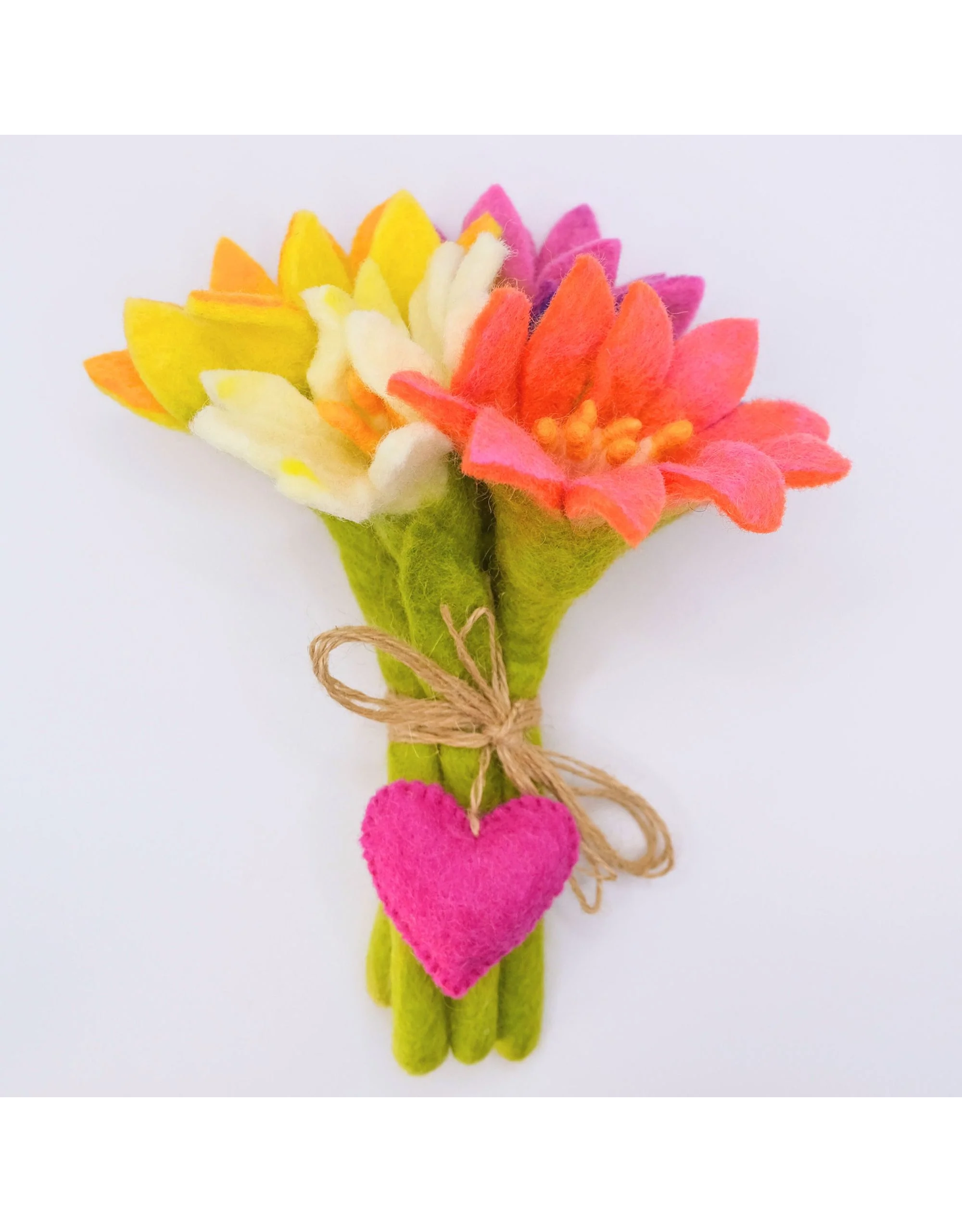 Felt Flower Bouquet, Set of 5, Nepal Trade Roots