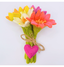 Trade roots Felt Flower Bouquet, Set of 5, Nepal