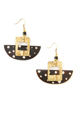 Trade roots Batik Cow Bone & Brass Ark Earrings, Kenya