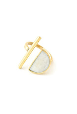 Trade roots Kenyan Moonrise Horizon Ring in Brass and Light Cow Horn, Kenya