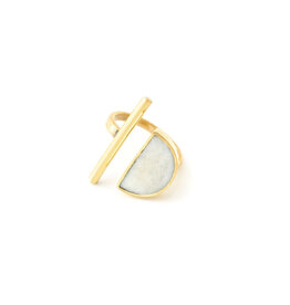 Trade roots Kenyan Moonrise Horizon Ring in Brass and Light Cow Horn, Kenya