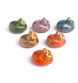 Trade roots Paradise Paper Mache Box  Cat, India, Sold Singly