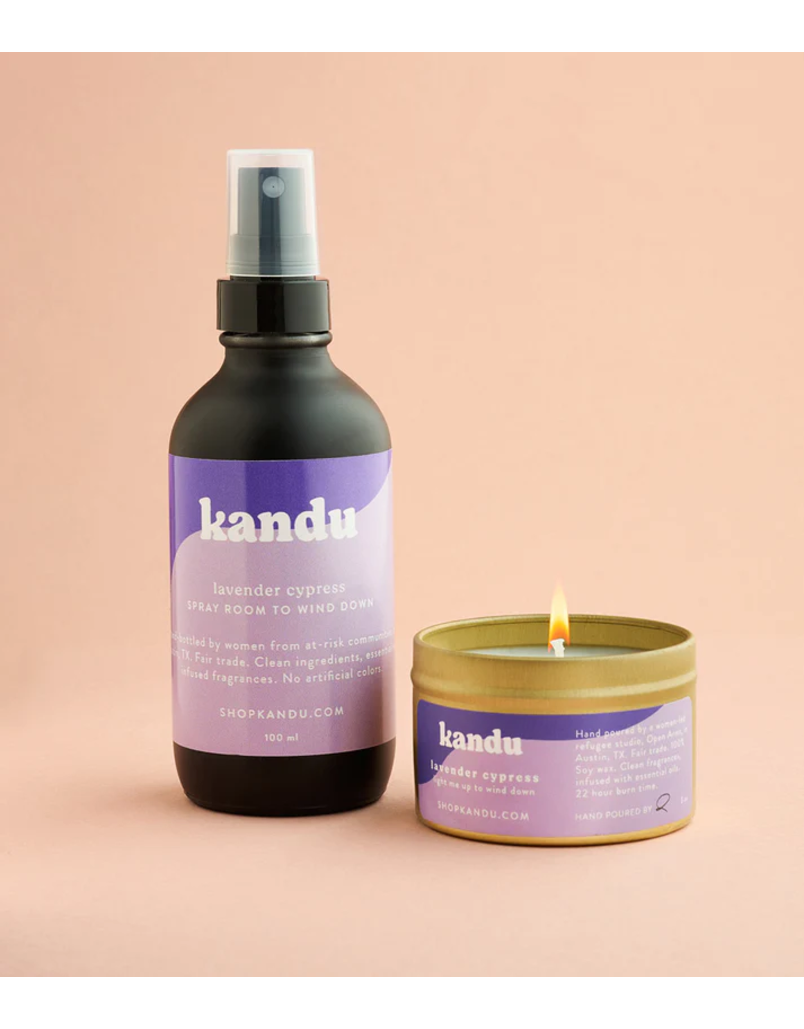 Trade roots Lavender Cypress Room Spray and Candle Gift Set, India