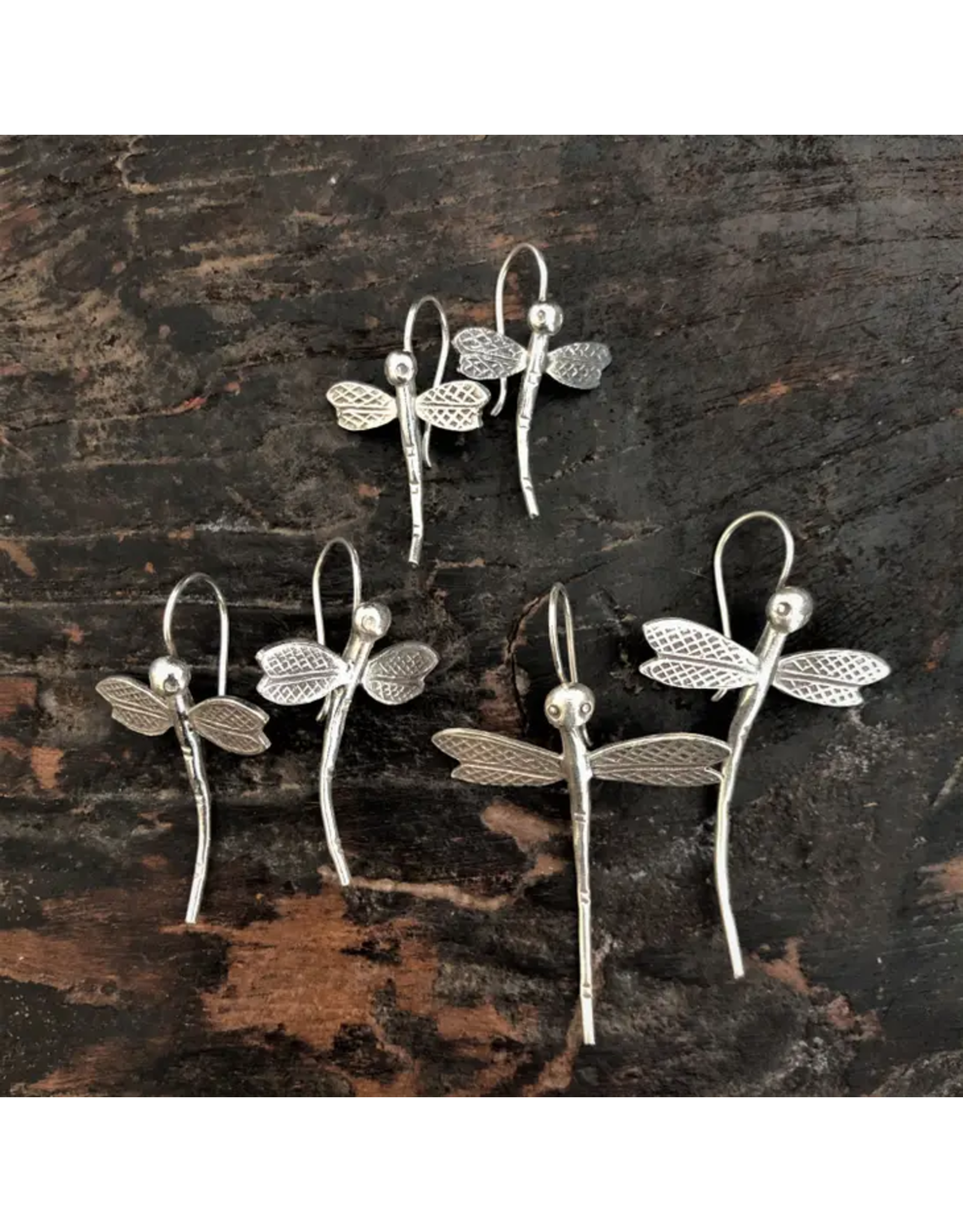 Trade roots Karen Silver Dragonfly Earrings, Thailand