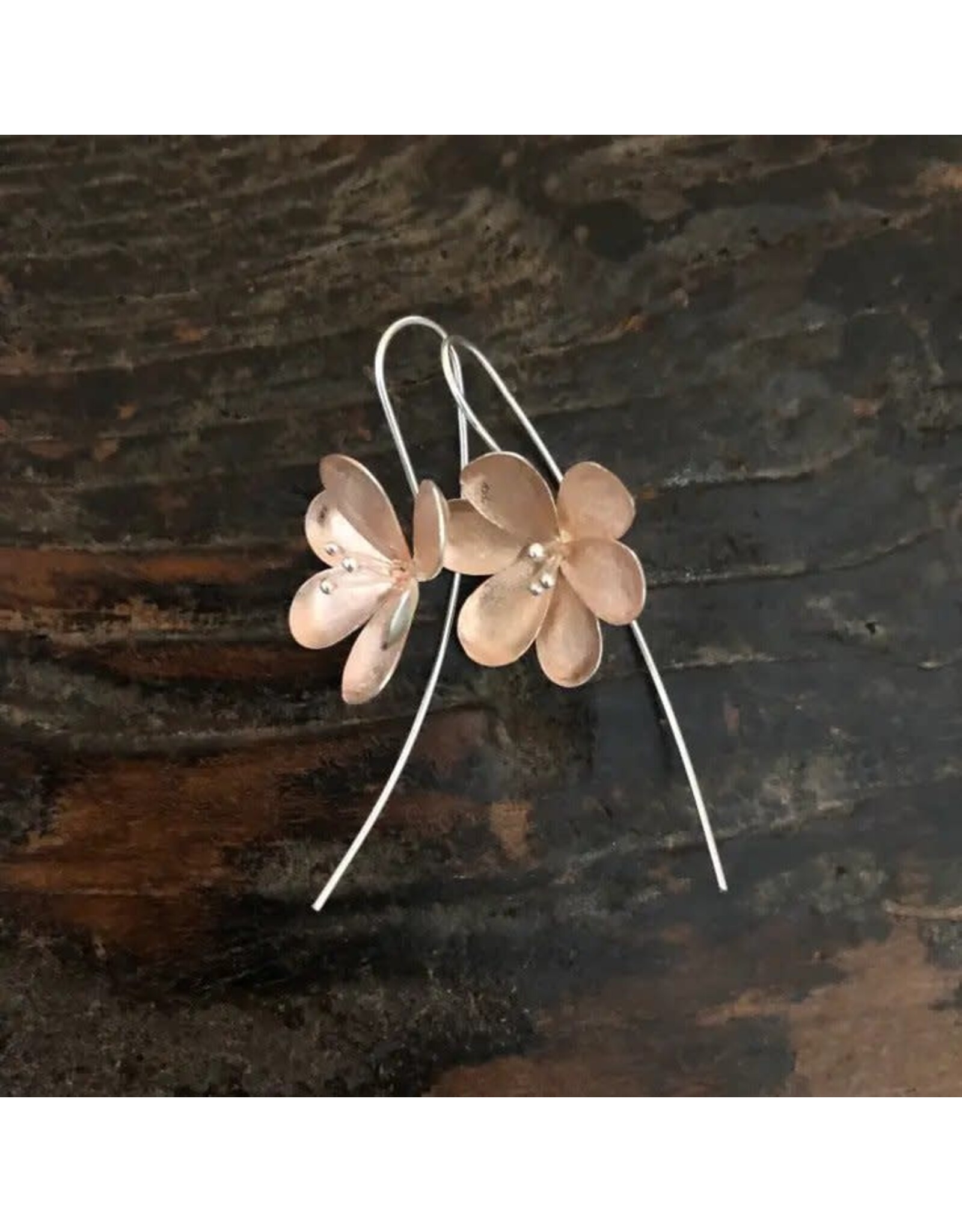 Trade roots Rose Gold and Silver Blossom Earrings, Thailand