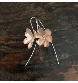 Trade roots Rose Gold and Silver Blossom Earrings, Thailand
