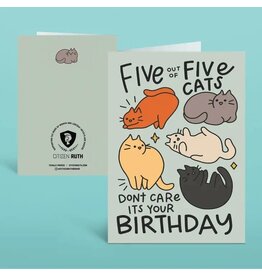 Trade roots 5 Out of 5 Cats Birthday Card