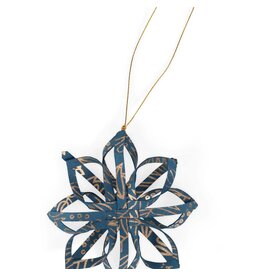 Trade roots Touch of Gold Star Ornament, Blue, Bangladesh