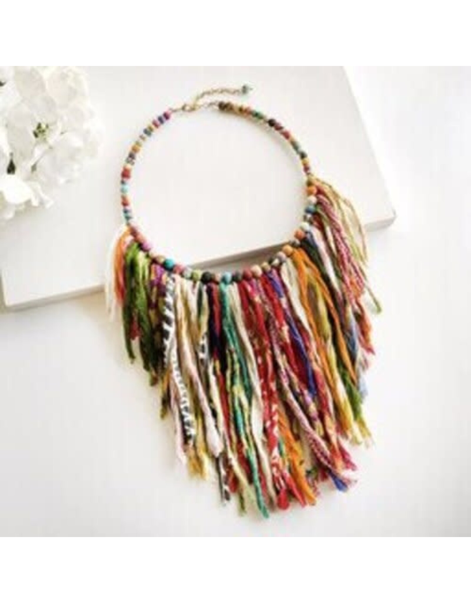 Trade roots Kantha Fringe Collar Necklace, India