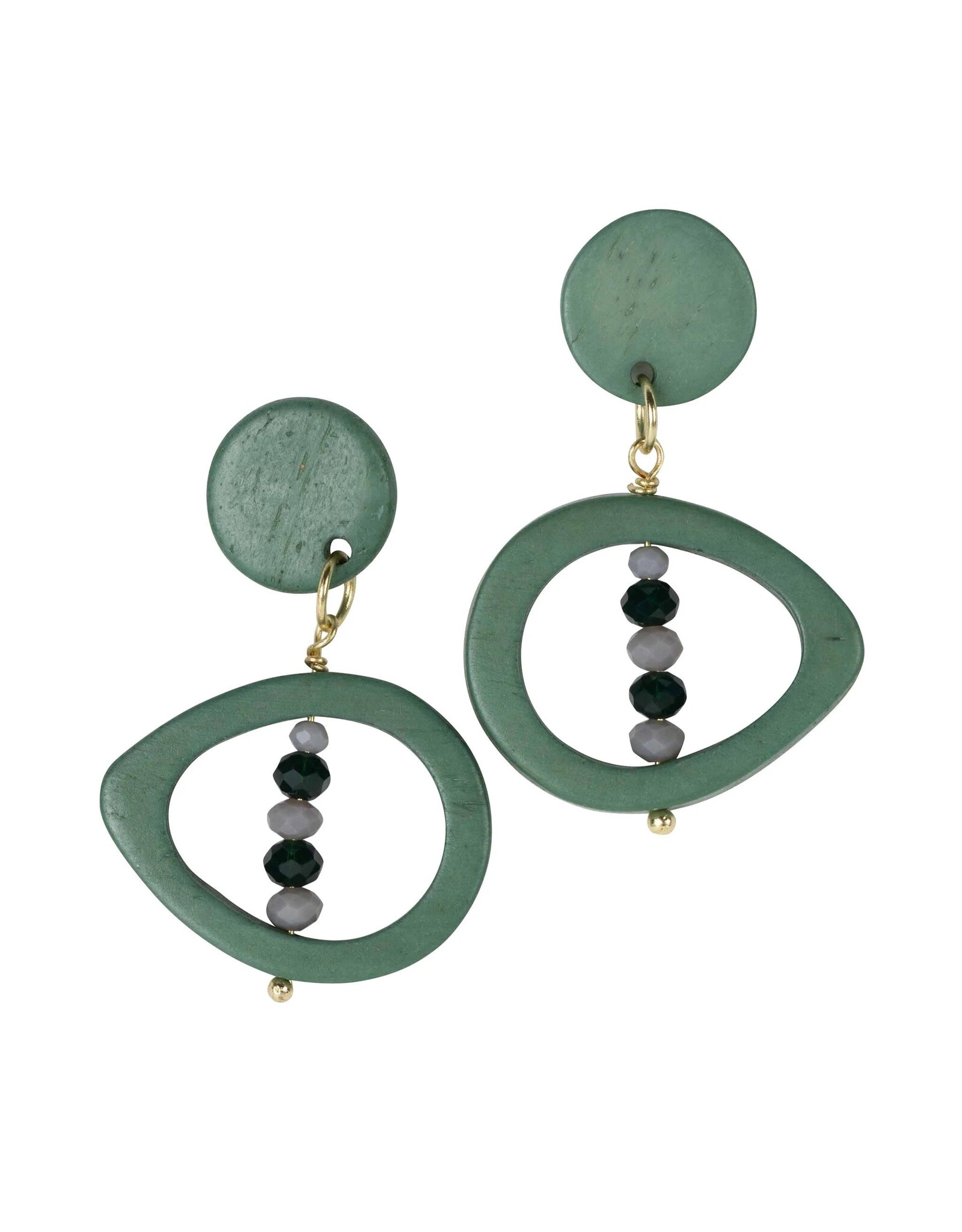 Trade roots Green Eyes Earrings, India