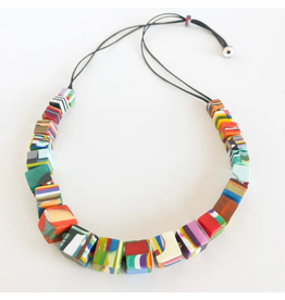 Trade roots Poly Resin Mini Cubes Adjustable Mosaic Necklace - Short, Colombia