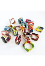 Trade roots Poly-Resin Square Mosaic Rings, Colombia