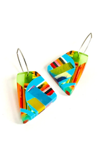 Trade roots Poly-Resin Trapezoid Mosaic Earrings On Ear Hooks , Colombia