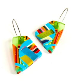 Trade roots Poly-Resin Trapezoid Mosaic Earrings On Ear Hooks , Colombia