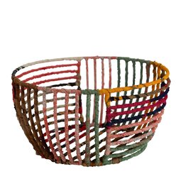 Trade roots Recycled Sari Wrapped Wire Basket, India