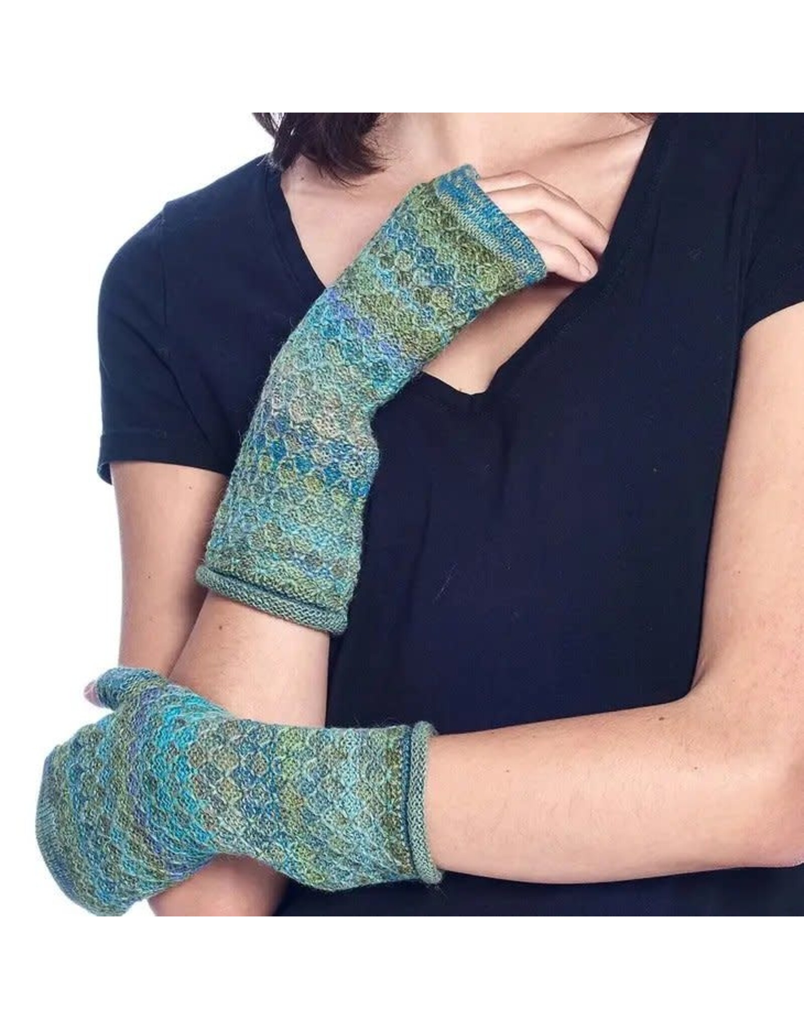 Trade roots Alpaca Fingerless Gloves, Azul