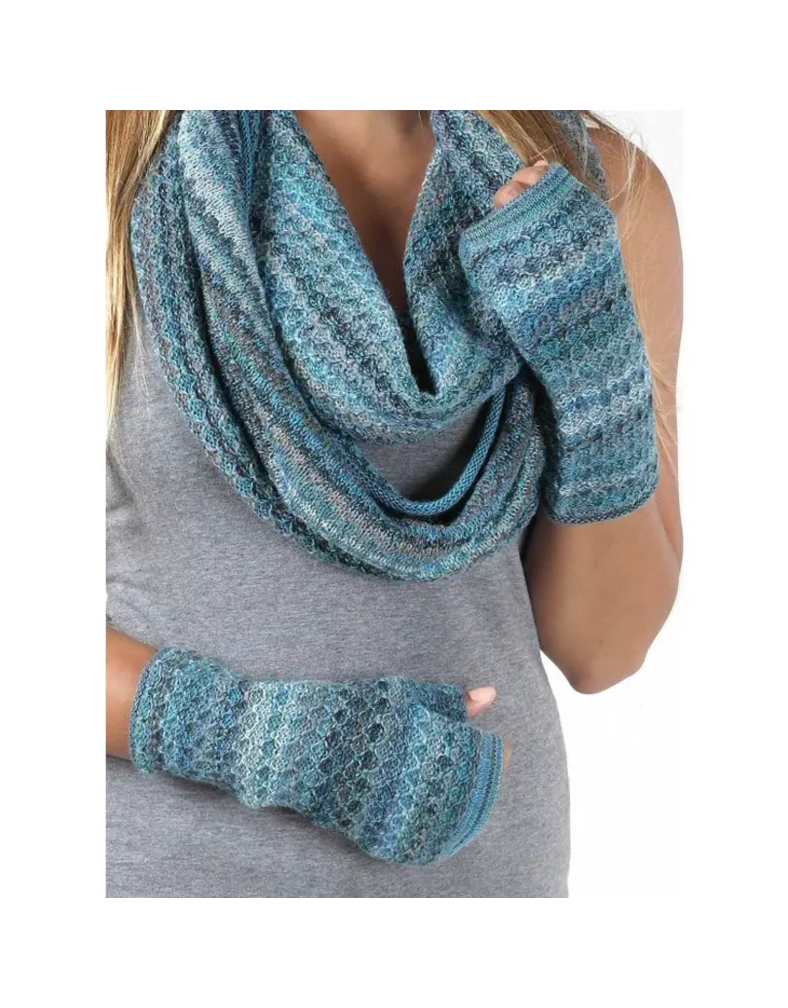 Trade roots Alpaca Fingerless Gloves, Azul