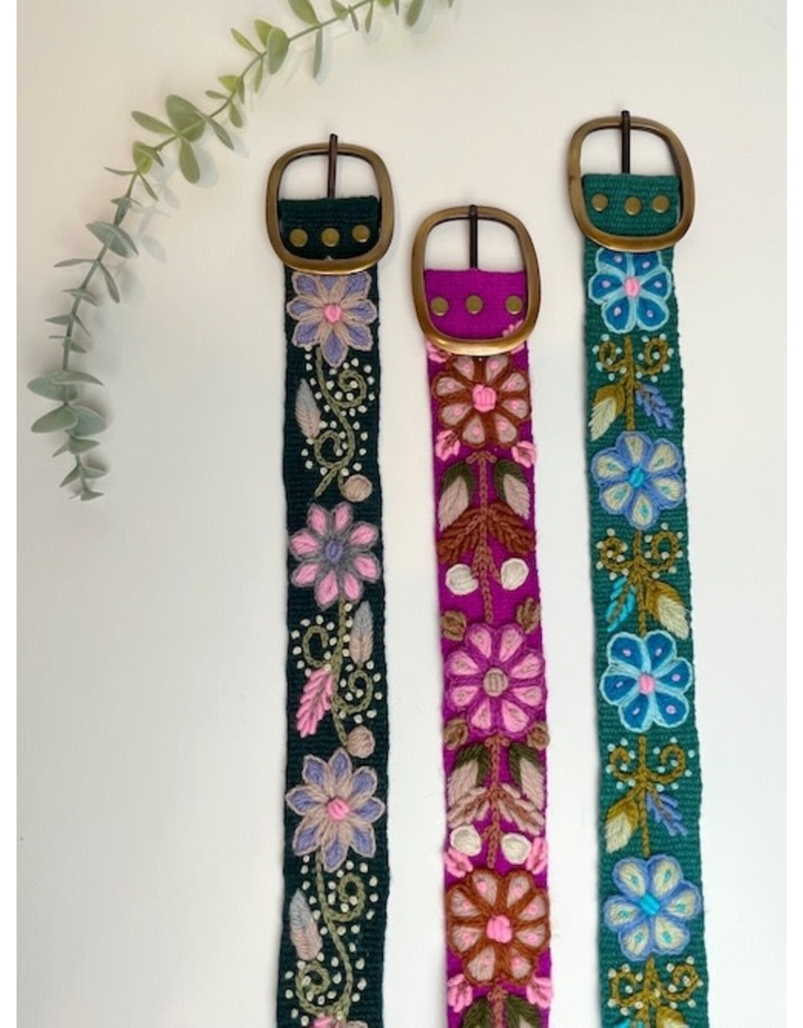 Trade roots Floral Embroidered Belts, Wide, Peru