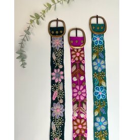 Trade roots Floral Embroidered Belts, Wide, Peru