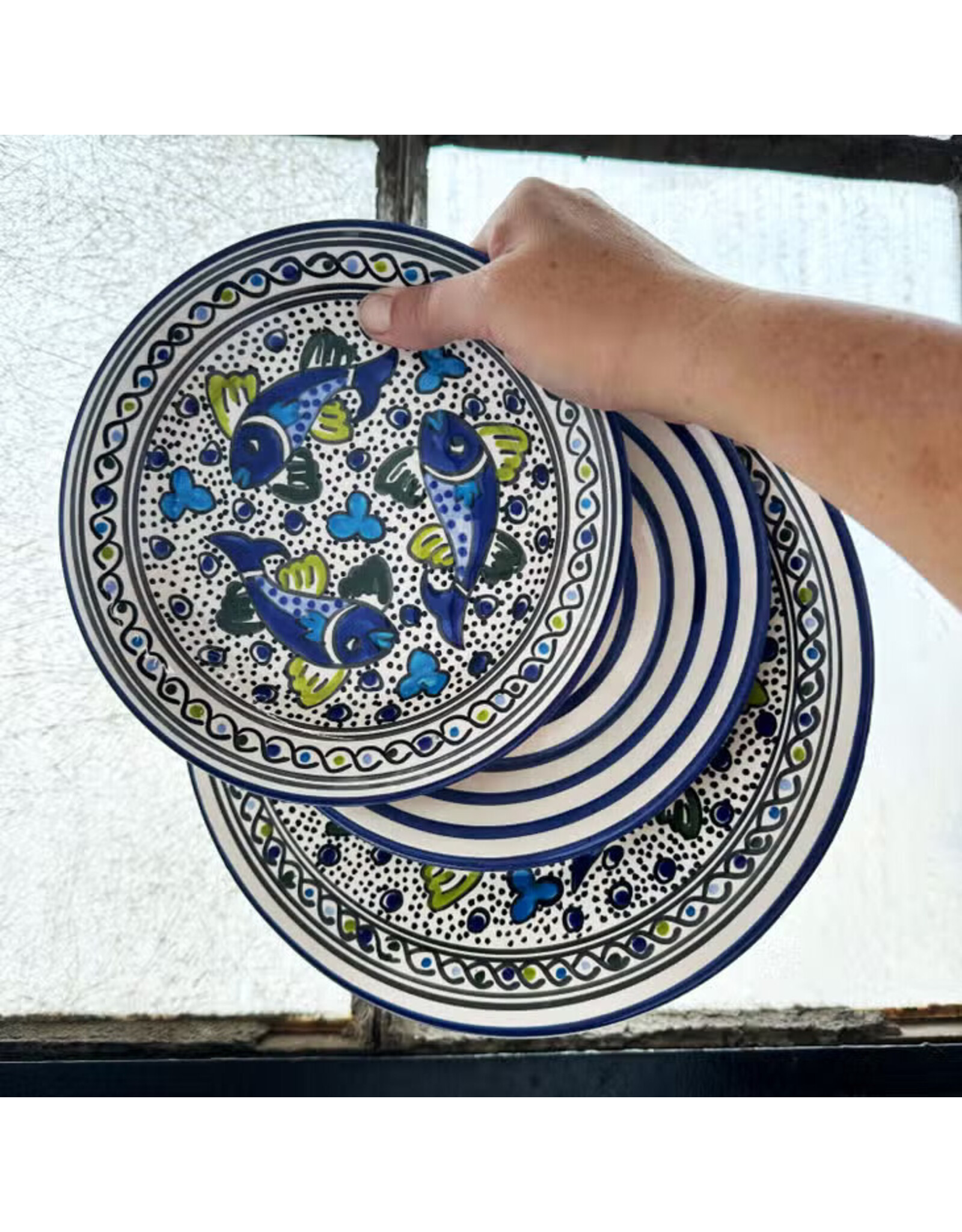 Trade roots Blue Fish Side Plate, Tunisia