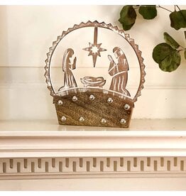 Trade roots Rustic Mango Wood Tabletop Nativity Silhouette, India