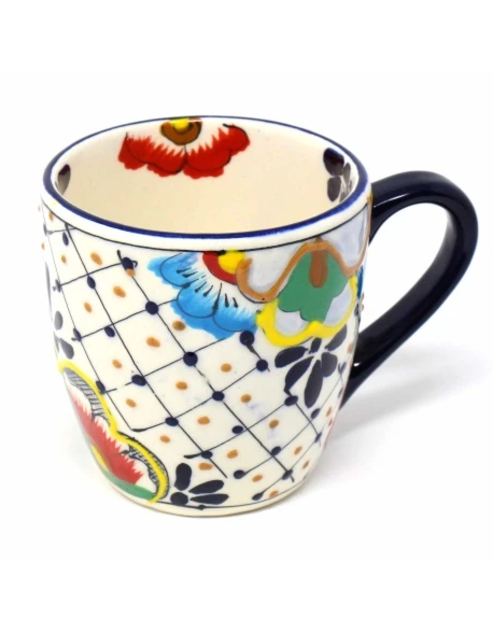 Rounded Mug Dots and Flowers, Mexico