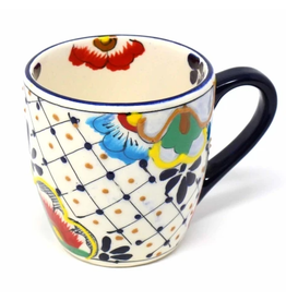 Rounded Mug Dots and Flowers, Mexico
