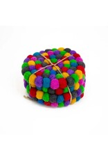 Kaleidoscope/Rainbow Felt Ball Coasters, Set of 4, Nepal