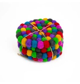Kaleidoscope/Rainbow Felt Ball Coasters, Set of 4, Nepal