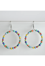 Round Glass Bead Earrings, Rainbow, Uganda