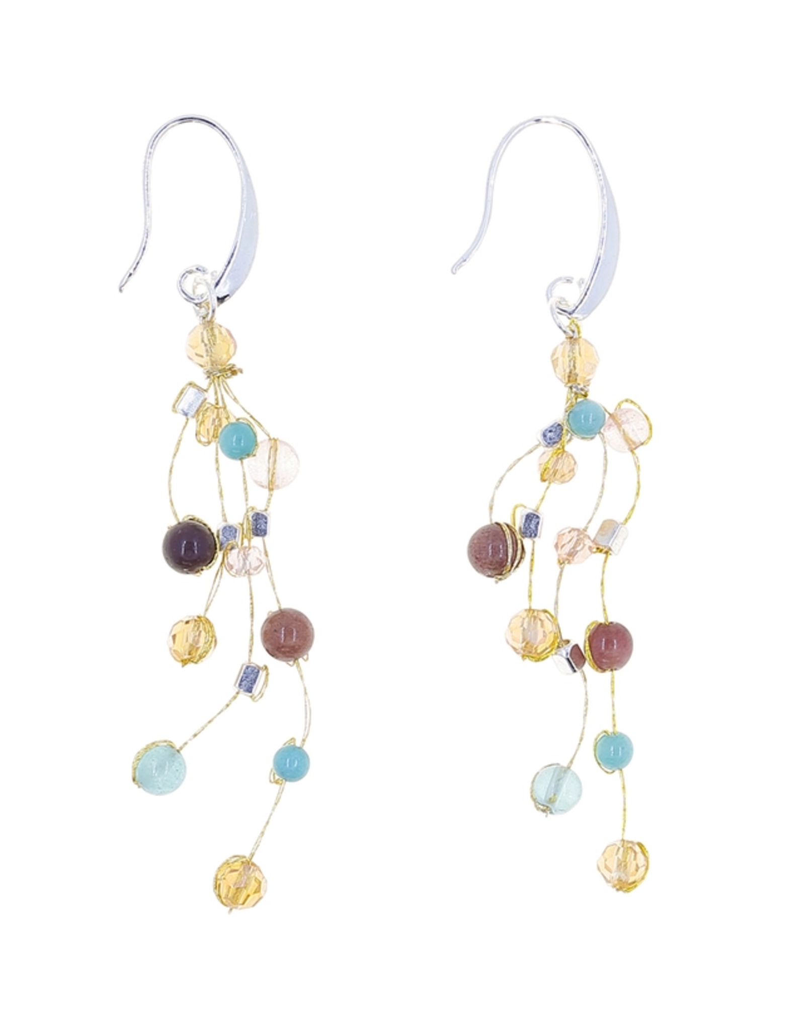 Trade roots Reena Multistrand Silk and Bead Earrings
