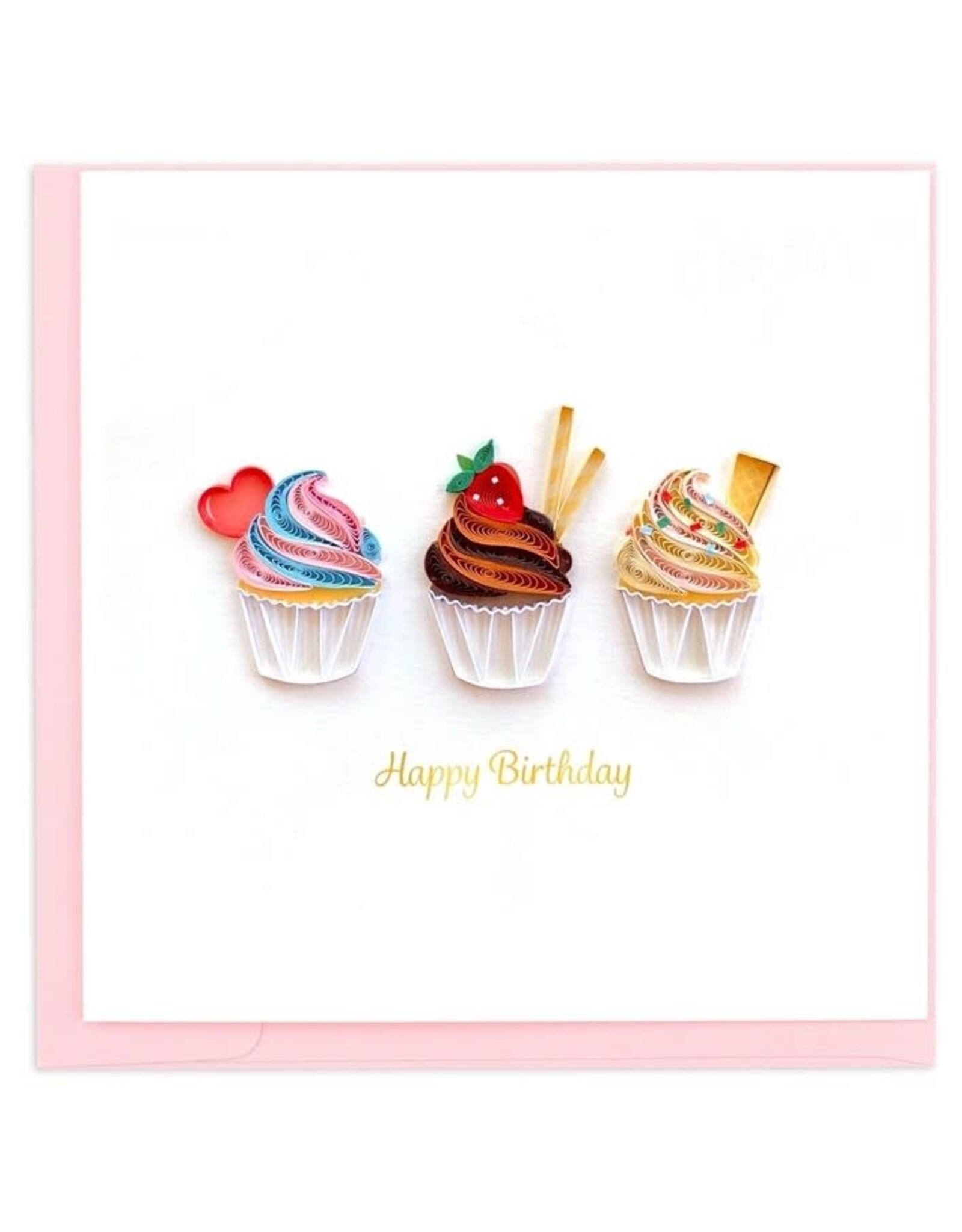 Trade roots Birthday Cupcake Trio, Quilling Card, Vietnam