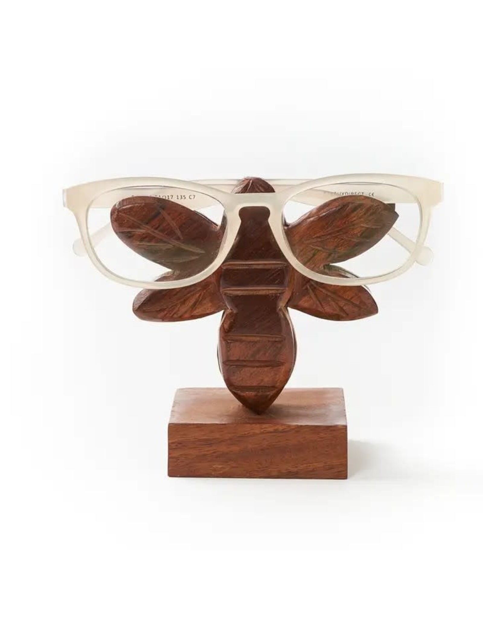 Bee Eyeglasses Holder Stand - Handmade Wood, India