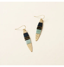 Kaia Surfboard Gold Drop Earrings - Blue Thread Wrapped, India