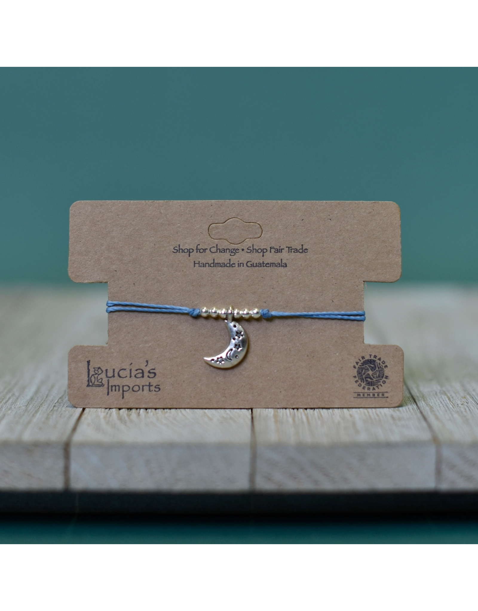 Moon String Bracelet, Light Blue, Guatemala