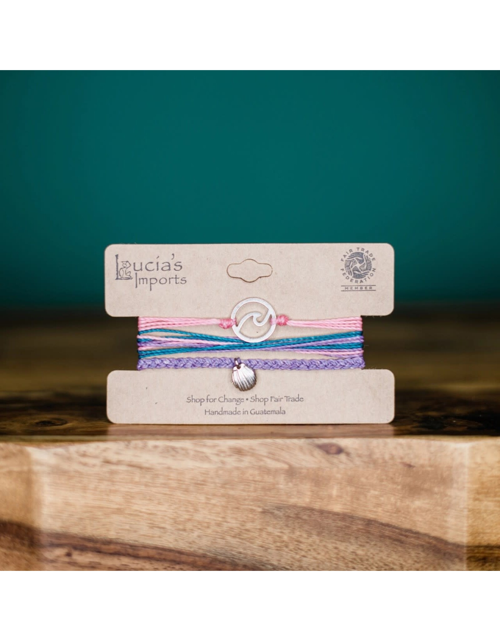Tidal Wave String Bracelet, Pink Sand or Sea Breeze, Guatemala