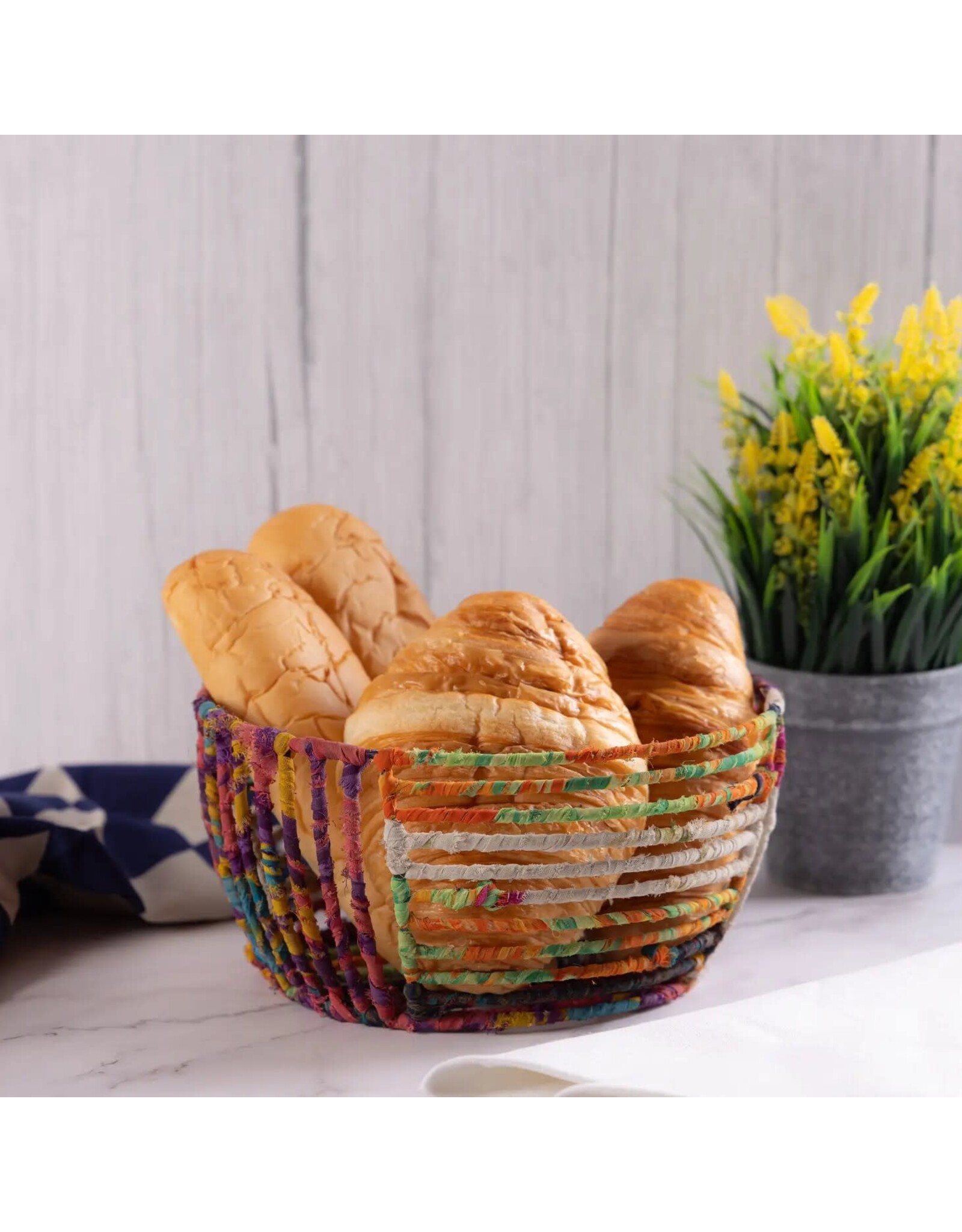 Trade roots Sari Wrapped Fruit Basket Small, India