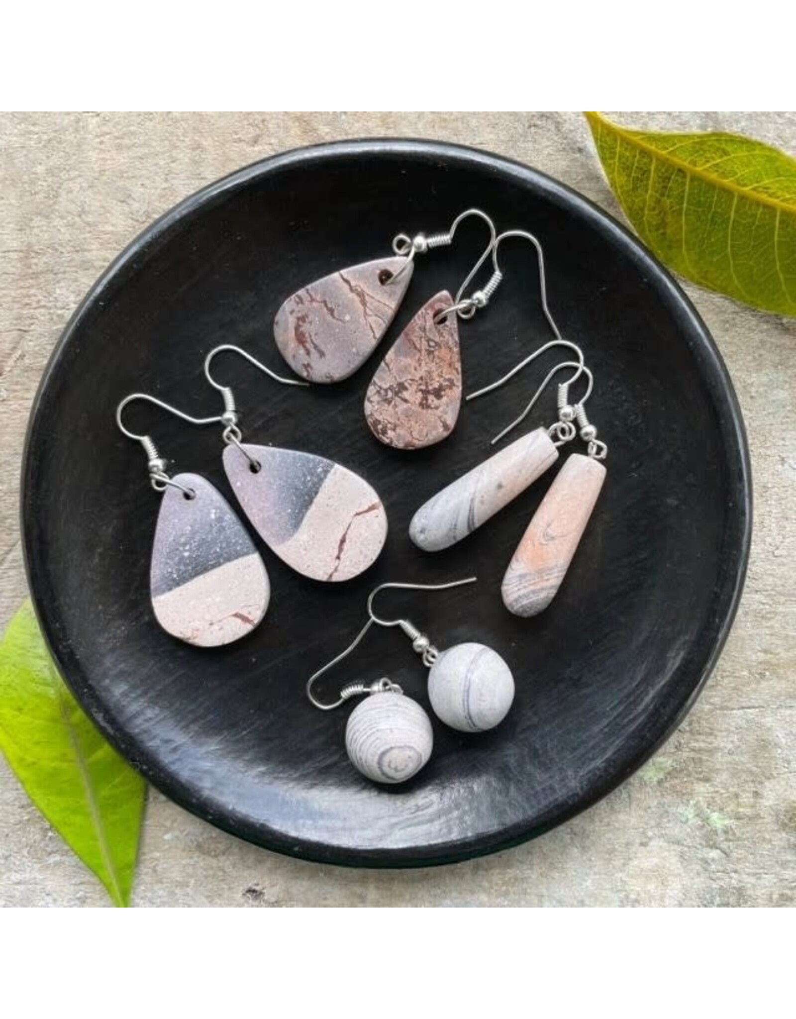 Trade roots Soapstone Sterling Earrings, Nicaragua