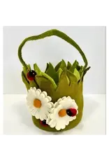 Felt Easter Basket w/ Daisies and Lady Bugs, Nepal