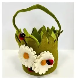 Felt Easter Basket w/ Daisies and Lady Bugs, Nepal