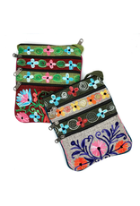 Embroidered Floral 5-Zip Crossbody Bag, Nepal