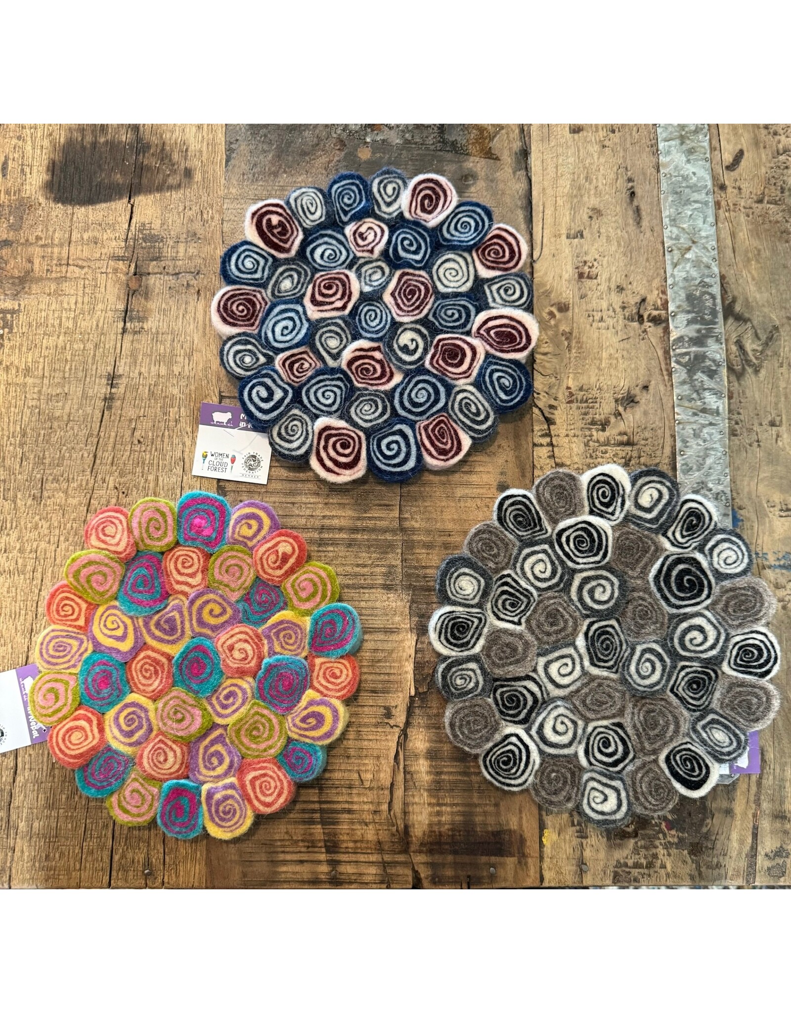 Felt Swirl Trivets, Nepal