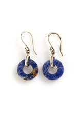 Trade roots Sterling Sodalite Stone Circle Earrings, Peru