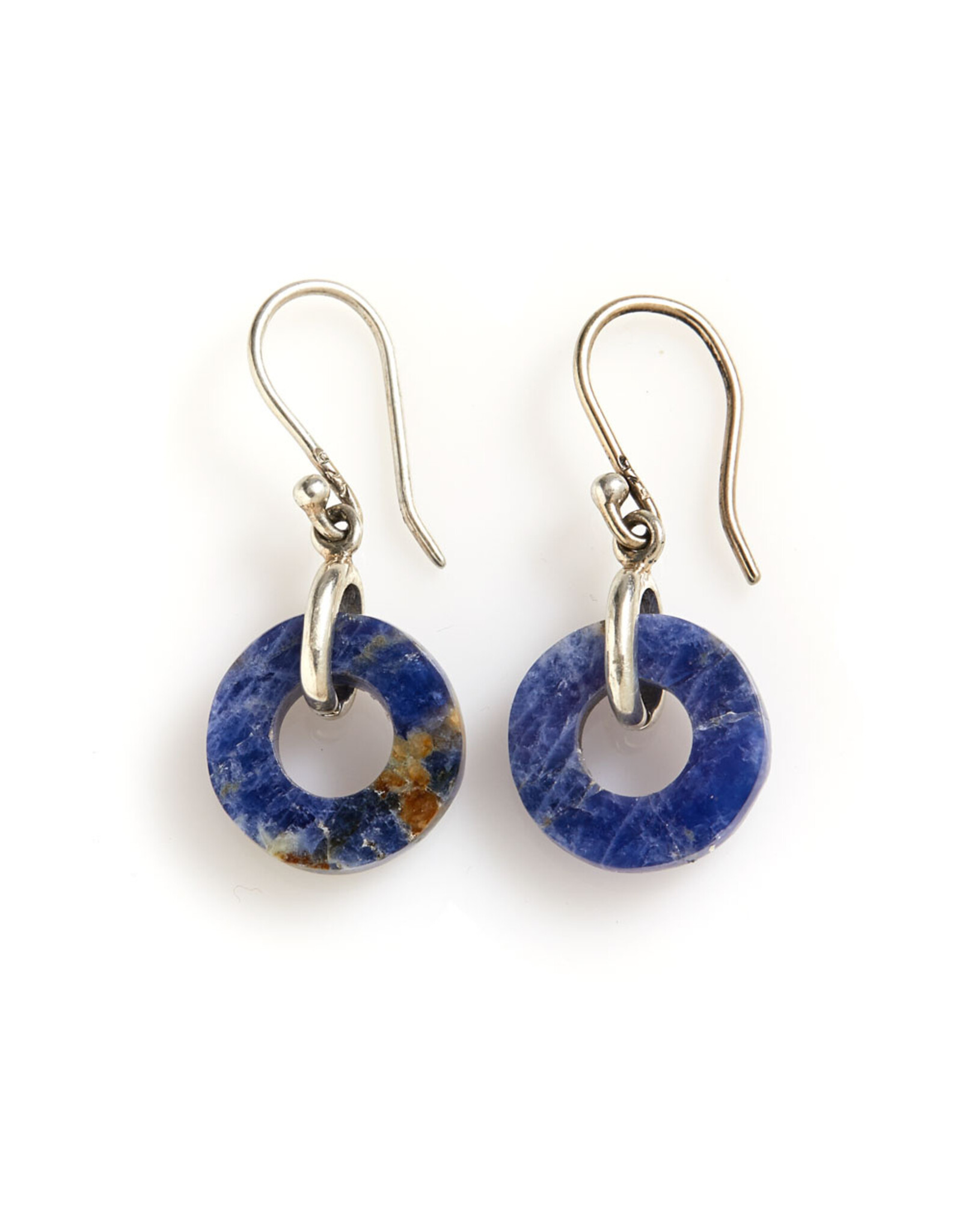 Trade roots Sterling Sodalite Stone Circle Earrings, Peru