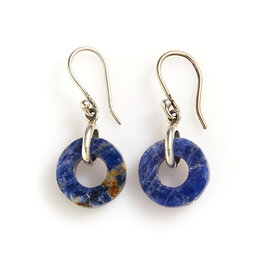 Trade roots Sterling Sodalite Stone Circle Earrings, Peru