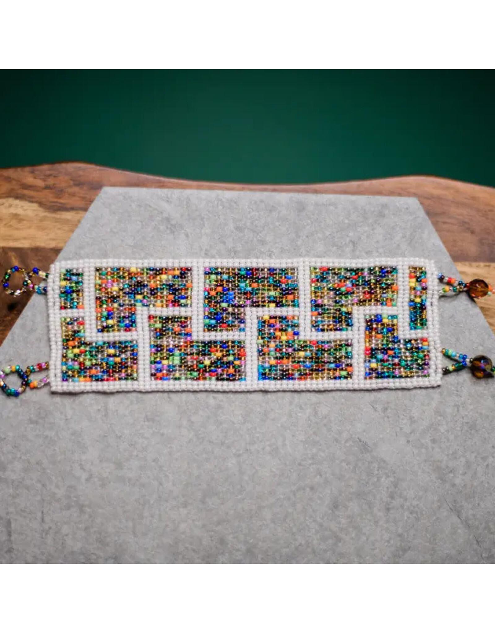 Mosaic Beaded Cuff, White, Guatemala