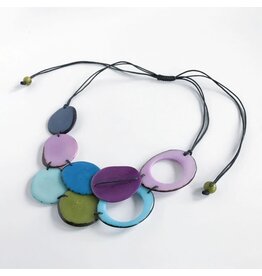 Trade roots Tagua Ojete and Slice Chia Necklace, Ocean Combination Colombia